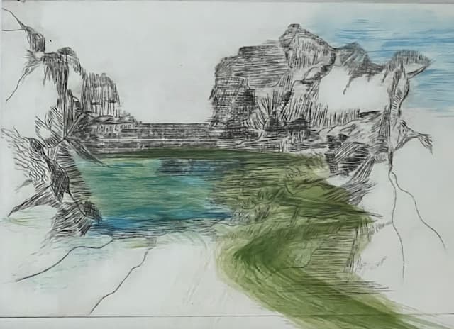 Wildwuchs II mit Blau und Grün